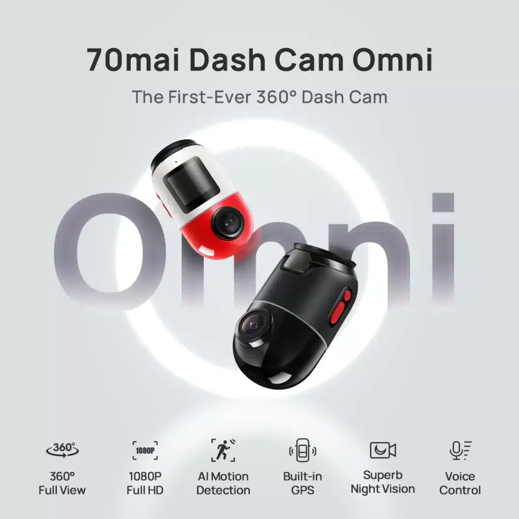 كاميرا ذكية للسيارة 70mai Dash Cam Omni X200 4G - زاوية الرؤية 360 درجة